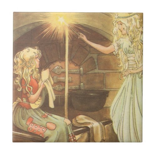 Vintage Fairy Tale Cinderella and Fairy Godmother Tile