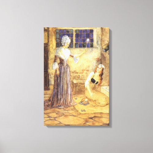 Vintage Fairy Tale Cinderella with Fairy Godmother Canvas Print