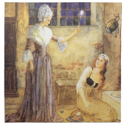 Vintage Fairy Tale Cinderella with Fairy Godmother Cloth Napkin