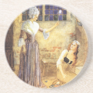 Vintage Fairy Tale Cinderella with Fairy Godmother Coaster