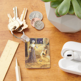 Vintage Fairy Tale Cinderella with Fairy Godmother Keychain