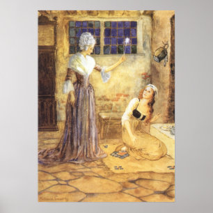 Vintage Fairy Tale Cinderella with Fairy Godmother Poster