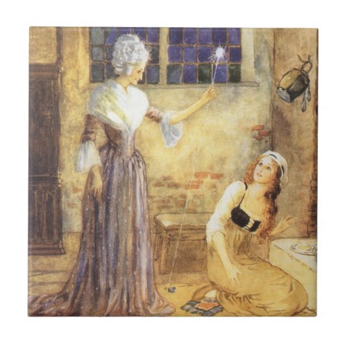 Vintage Fairy Tale Cinderella with Fairy Godmother Tile