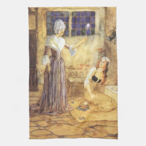 Vintage Fairy Tale Cinderella with Fairy Godmother Towel