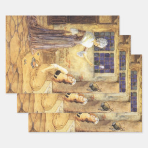 Vintage Fairy Tale Cinderella with Fairy Godmother Wrapping Paper Sheets
