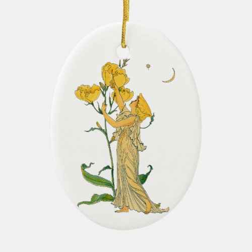 Vintage Fairy Tale Evening Primrose Walter Crane Ceramic Ornament