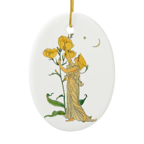 Vintage Fairy Tale, Evening Primrose, Walter Crane Ceramic Ornament