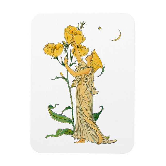 Vintage Fairy Tale, Evening Primrose, Walter Crane Magnet (Vertical)
