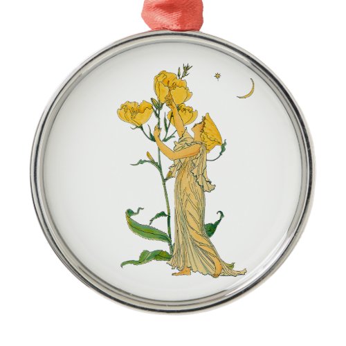 Vintage Fairy Tale, Evening Primrose, Walter Crane Metal Ornament