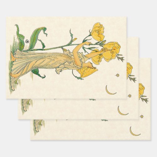 Vintage Fairy Tale Evening Primrose Walter Crane Wrapping Paper Sheets