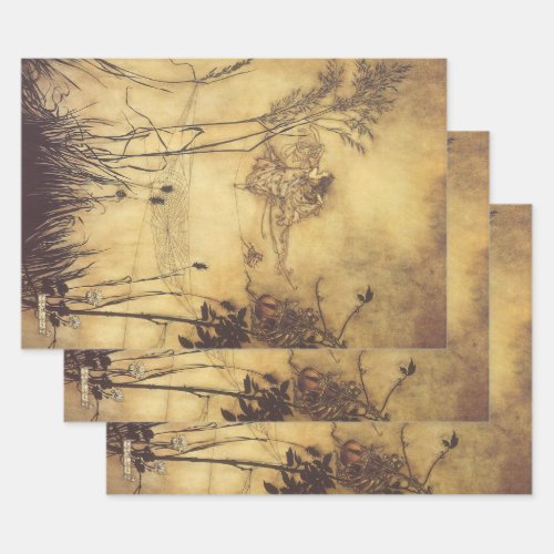 Vintage Fairy Tale Fairys Tightrope by Rackham Wrapping Paper Sheets