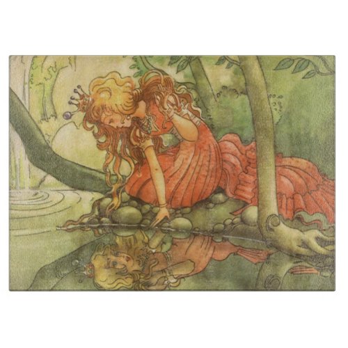 Vintage Fairy Tale Frog Prince Princess by Pond Cutting Board