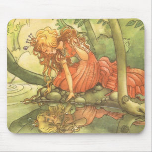 Vintage Fairy Tale, Frog Prince Princess by Pond Mouse Pad