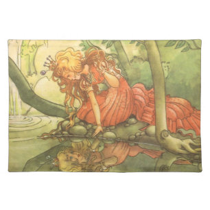 Vintage Fairy Tale, Frog Prince Princess by Pond Placemat