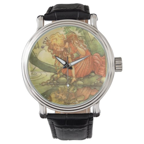 Vintage Fairy Tale Frog Prince Princess by Pond Watch