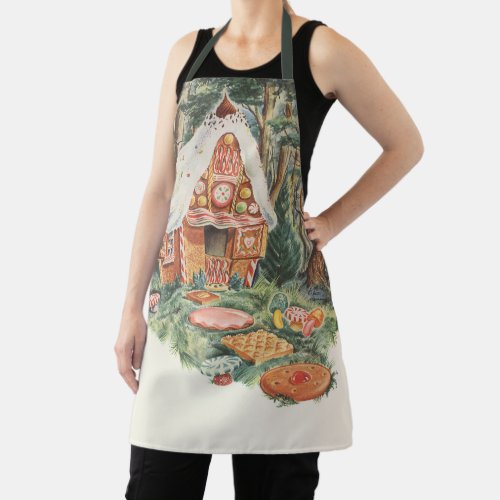 Vintage Fairy Tale Hansel and Gretel Candy House Apron