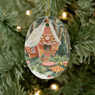 Vintage Fairy Tale, Hansel and Gretel Candy House Ceramic Ornament