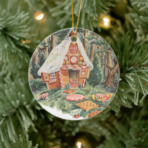 Vintage Fairy Tale, Hansel and Gretel Candy House Ceramic Ornament