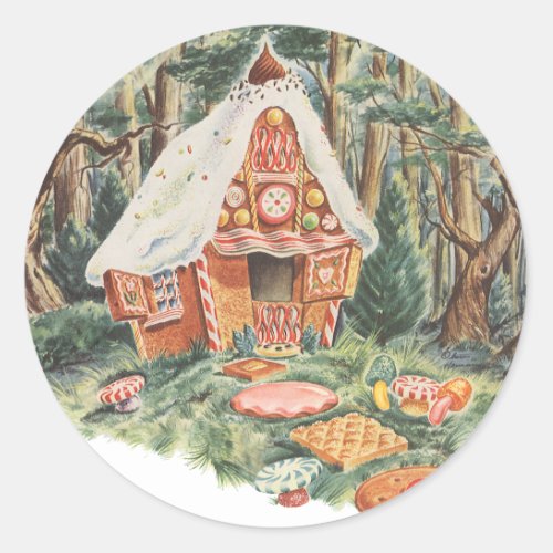 Vintage Fairy Tale Hansel and Gretel Candy House Classic Round Sticker