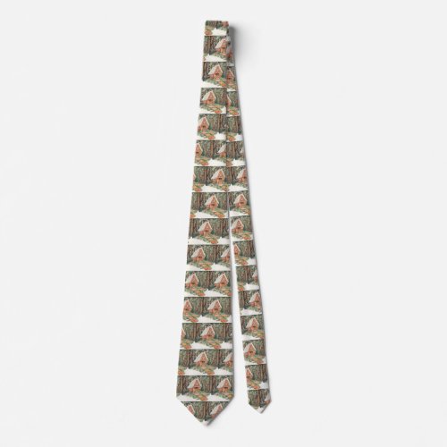 Vintage Fairy Tale Hansel and Gretel Candy House Neck Tie