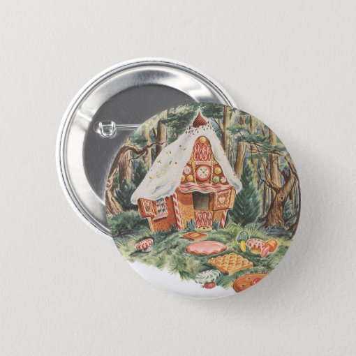 Vintage Fairy Tale Hansel And Gretel Candy House Pinback Button Zazzle