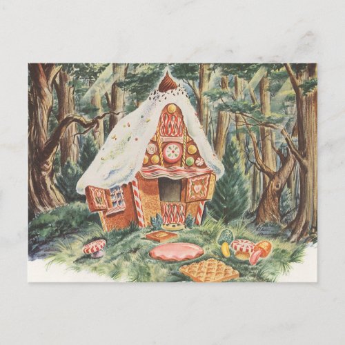 Vintage Fairy Tale Hansel and Gretel Candy House Postcard