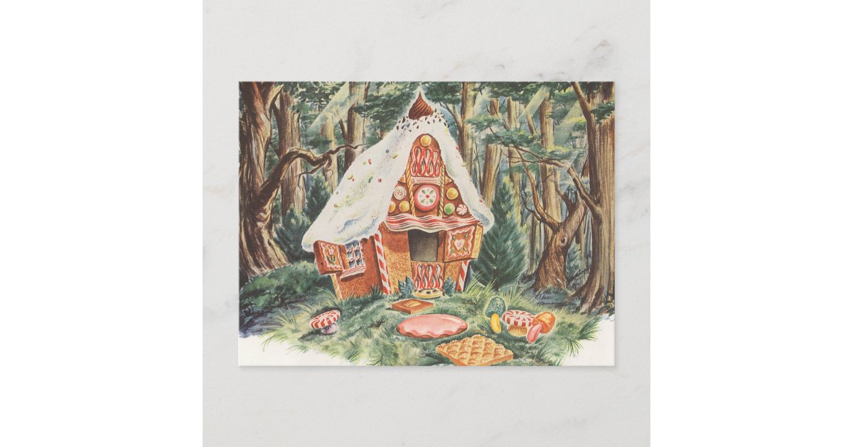 Vintage Fairy Tale Hansel And Gretel Candy House Postcard Zazzle