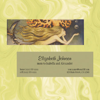 Vintage Fairy Tale  Little Mermaid In Ocean Coral Calling Card by YesterdayCafe at Zazzle