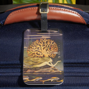 Vintage Fairy Tale, Little Mermaid in Ocean Coral Luggage Tag