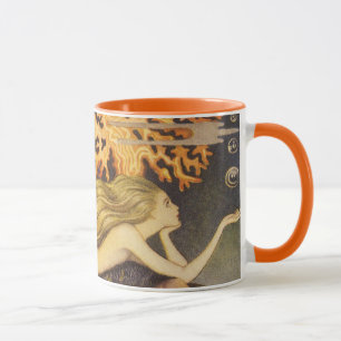 Vintage Fairy Tale, Little Mermaid in Ocean Coral Mug
