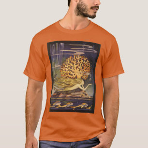 Vintage Fairy Tale, Little Mermaid in Ocean Coral T-Shirt