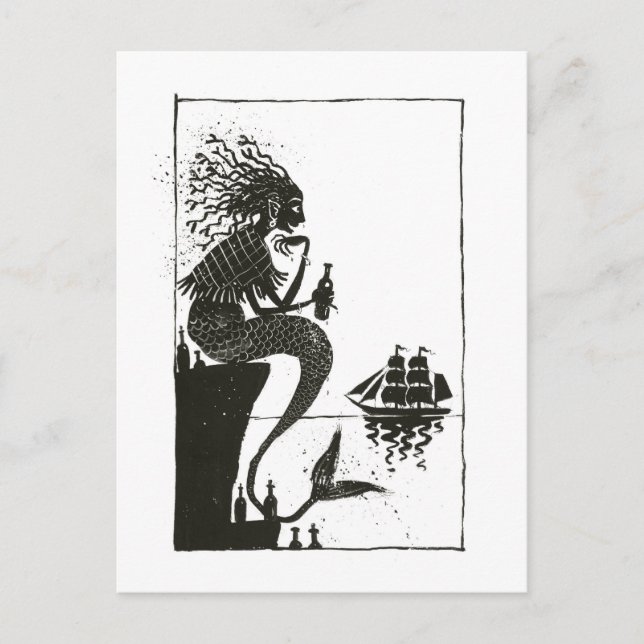 Vintage Fairy Tale Mermaid Illustration Postcard (Front)