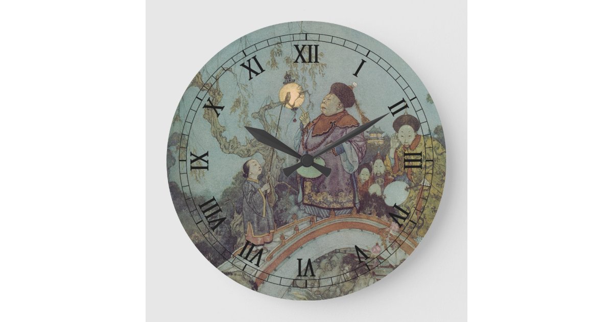 Vintage Fairy Tale, Nightingale by Edmund Dulac Large Clock | Zazzle