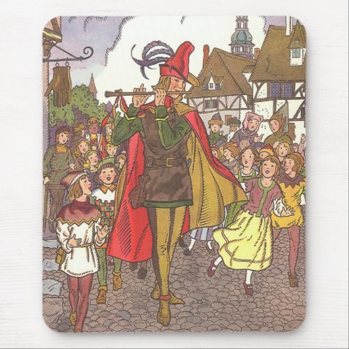 Vintage Fairy Tale Pied Piper of Hamelin by Hauman Mouse Pad
