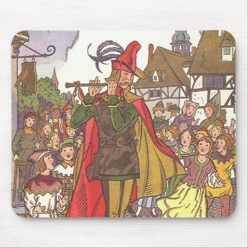 Vintage Fairy Tale Pied Piper of Hamelin by Hauman Mouse Pad