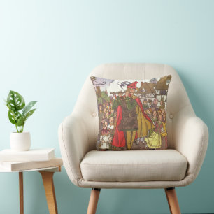 Vintage Fairy Tale Pied Piper of Hamelin by Hauman Throw Pillow