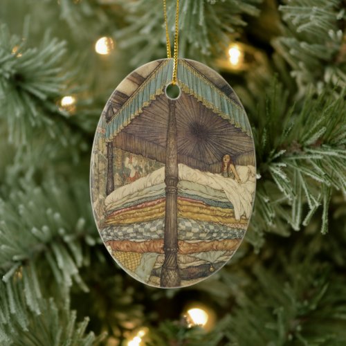 Vintage Fairy Tale, Princess and Pea, Edmund Dulac Ceramic Ornament