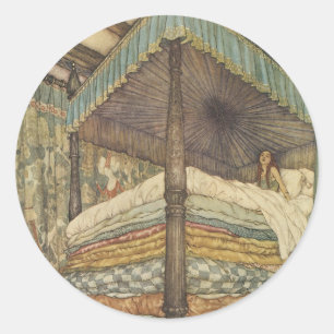 Vintage Fairy Tale, Princess and Pea, Edmund Dulac Classic Round Sticker