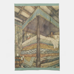 Vintage Fairy Tale, Princess and Pea, Edmund Dulac Kitchen Towel