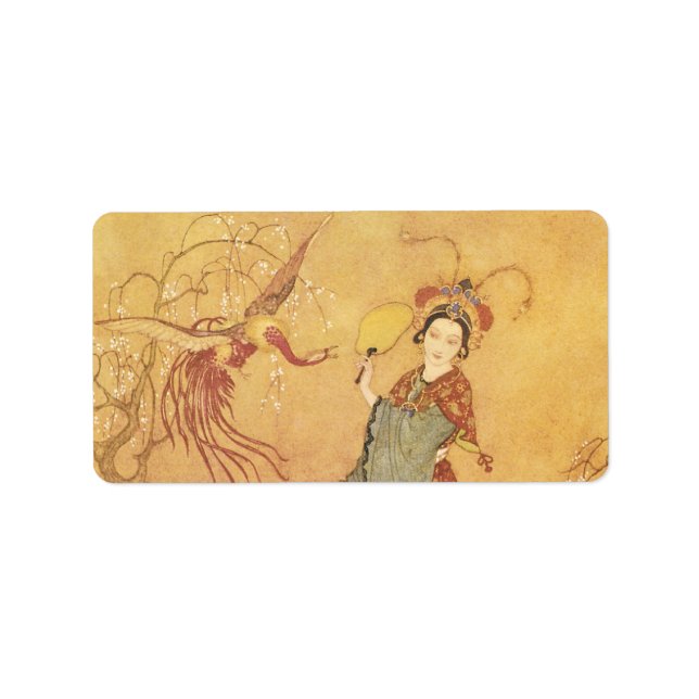 Vintage Fairy Tale Princess Badoura, Edmund Dulac Label (Front)