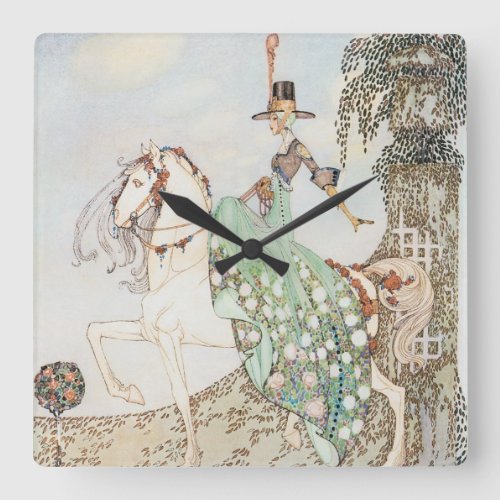 Vintage Fairy Tale Princess Minette Kay Nielsen Square Wall Clock