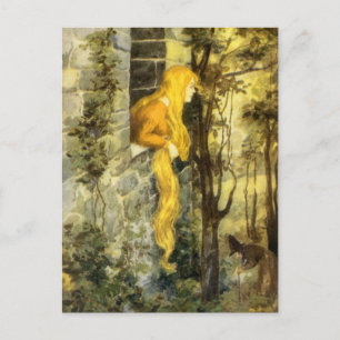 Vintage Fairy Tale, Rapunzel with Long Blonde Hair Postcard
