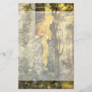 Vintage Fairy Tale, Rapunzel with Long Blonde Hair Stationery