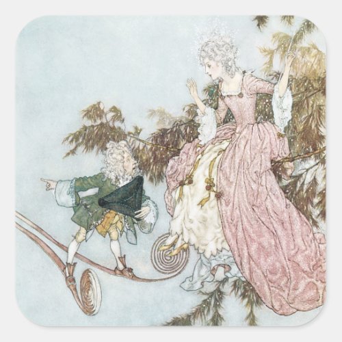 Vintage Fairy Tale Sleeping Beauty by Edmund Dulac Square Sticker