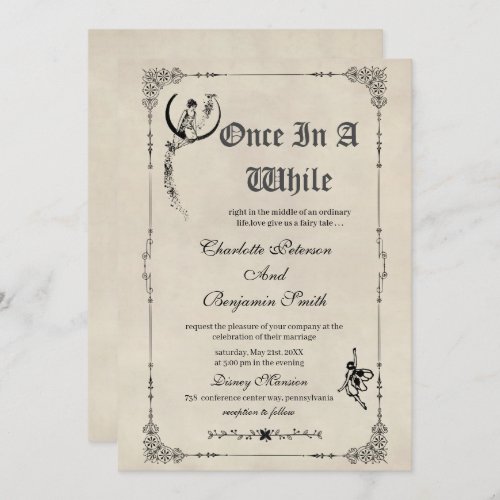 Vintage Fairy tale Storybook Wedding  Invitation