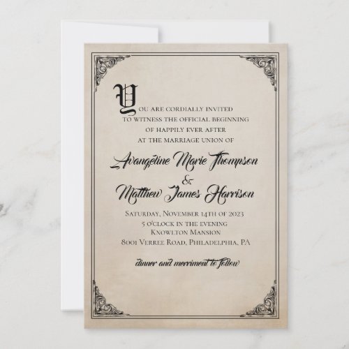 Vintage Fairy Tale Storybook Wedding Invitation