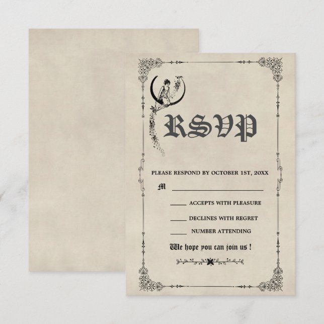 Vintage Fairy tale Storybook Wedding  RSVP Card (Front/Back)