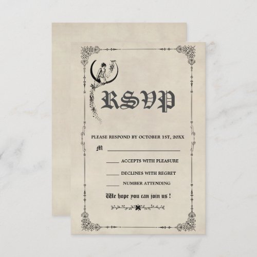 Vintage Fairy tale Storybook Wedding  RSVP Card