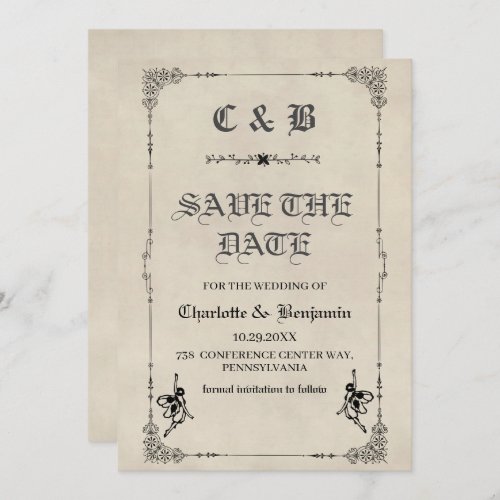 Vintage Fairy tale Storybook Wedding Save The Date