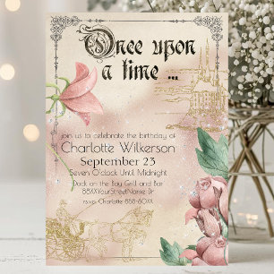 Vintage Fairy Tale Theme Castle and Carriage Invitation
